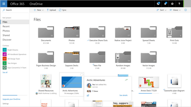 Microsofti OneDrive'i värskendamine täiustatud kasutajaliidese ja ühiskasutusvalikute abil