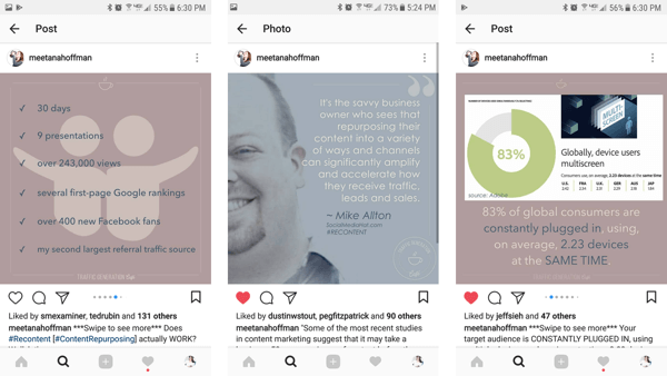 Kasutage oma esialgse ajaveebi postituse pilte, et neid Instagrami albumites kasutada.