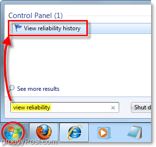 otsige Windows 7 usaldusväärsuse ajalugu