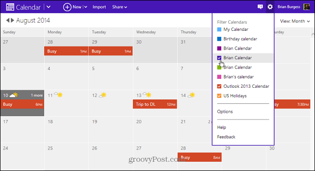 Outlook.com'i kalender