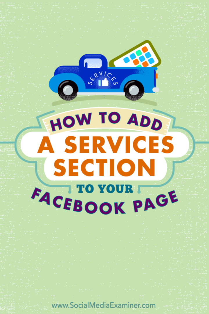 lisage facebooki lehe teenuste jaotis