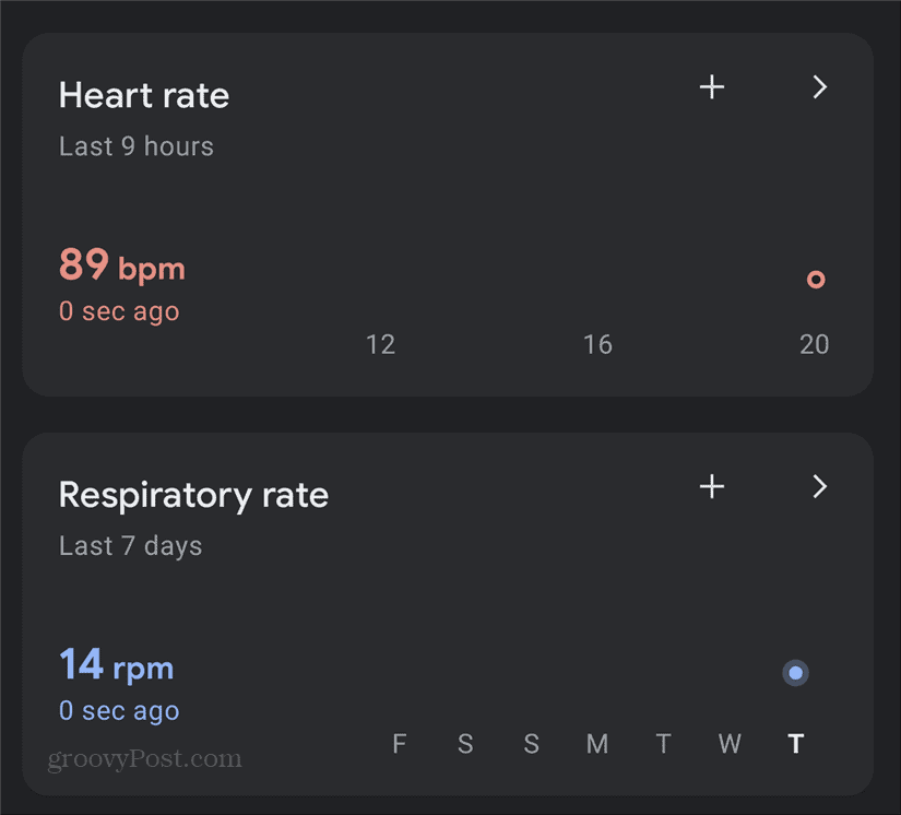 Google Pixeli südame hingamissageduse juhtpaneel