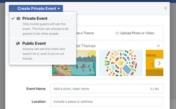 Facebooki üritused annavad teie ettevõttele võimaluse kaasata fänne, jälgijaid ja kliente veebiseminarile, toote tutvustamisele, pidulikule avamisele või muudele pidustustele.