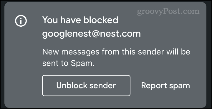 Blokeeritud e-posti teavitus Gmailis