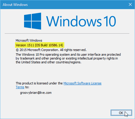 Windows 10 värskenduse versioon