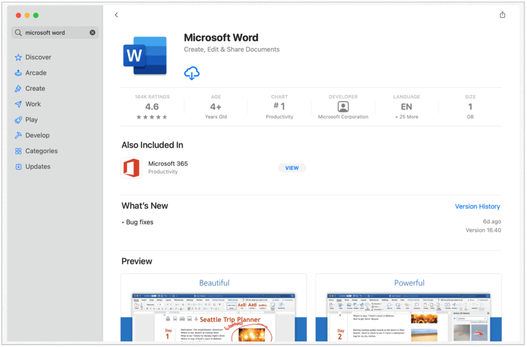 Microsoft Word Mac App Store'is