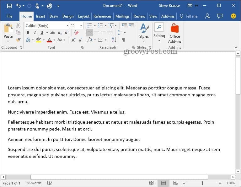 Loremi Ipsumi teksti lisamine Microsoft Word 2010 ja 2007