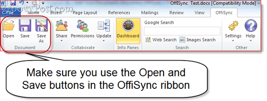 OffiSync: sünkroonige Google Docs Office 2010-ga