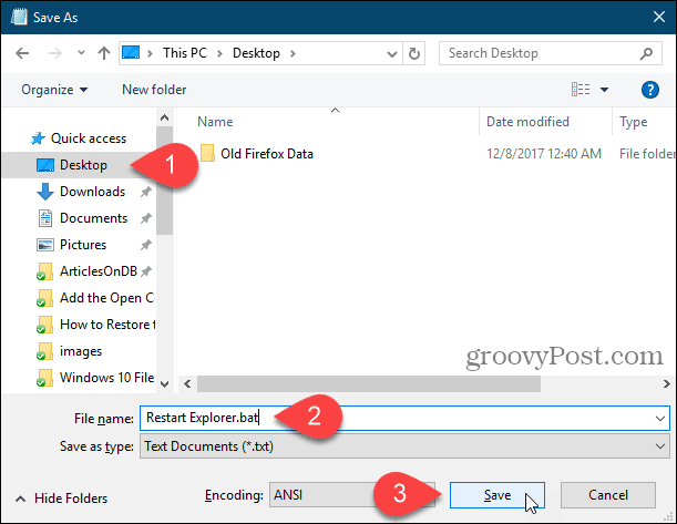 Salvestage pakettfail töölauale Windows 10 Notepadis