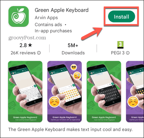 installige rohelise õuna klaviatuur