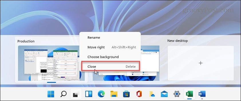Sulgege virtuaalne töölaud Windows 11