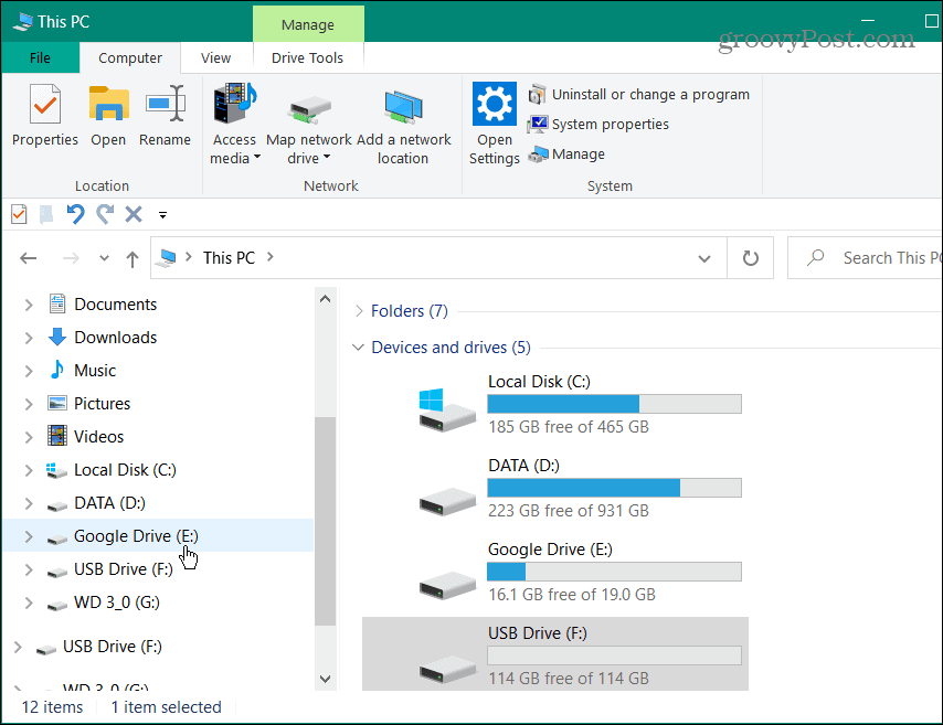 Google Drive lisati File Explorerisse