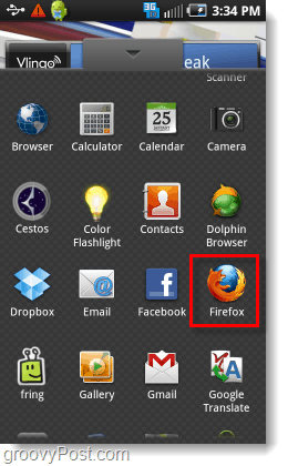 Firefox rakenduse sahtlist
