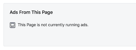 Facebooki lehe teade „Sellel lehel ei esitata praegu ühtegi reklaami”