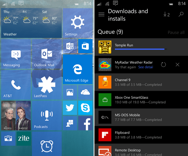 Windows 10 Mobile Build 10149 uute funktsioonide visuaalne tutvustus