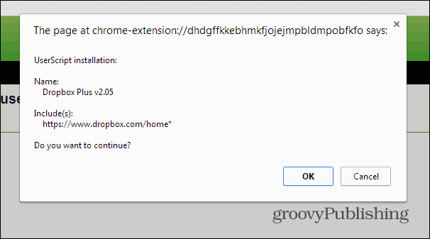 Dropboxi puu Chrome'i installi skript