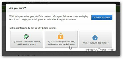 youtube pärisnimi keeldub täisnime kasutamast