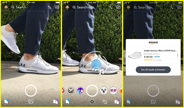Snapchat testib uut viisi toodete otsimiseks Amazonist otse Snapchati kaamerast.