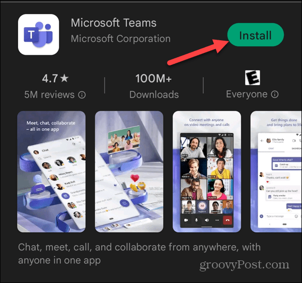 Microsoft Teamsi installimine Androidi