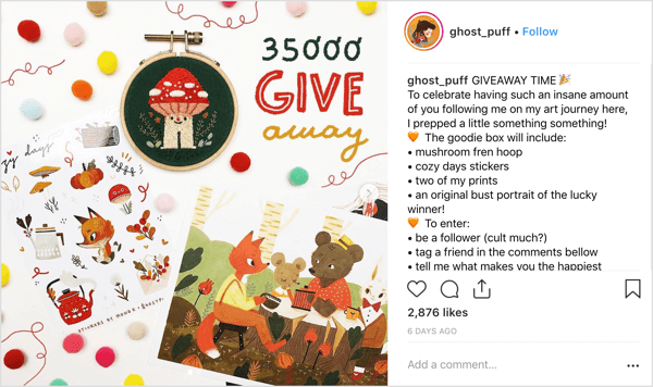 Artist ghost_puff kasutab sõbralikku ja meeldivat postitamisstiili, mis kutsub Instagramis kogukonna lobisema.