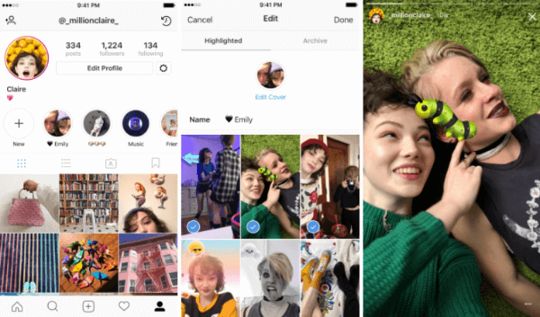 Instagrami lugude esiletõstmine võimaldab kasutajatel valida ja rühmitada varasemad lood nimestatud kogudesse.