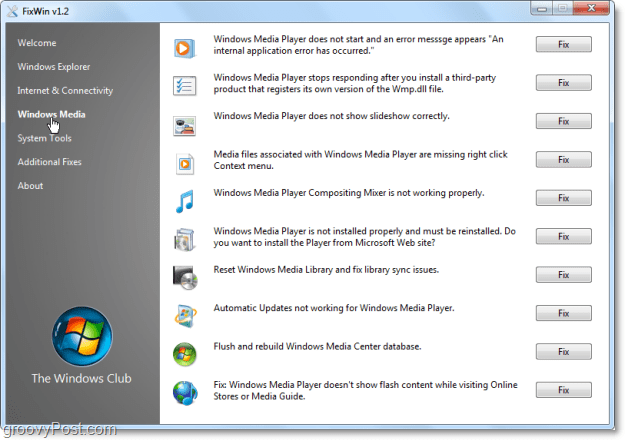 FixWin Windows Meda parandab ekraanipilti