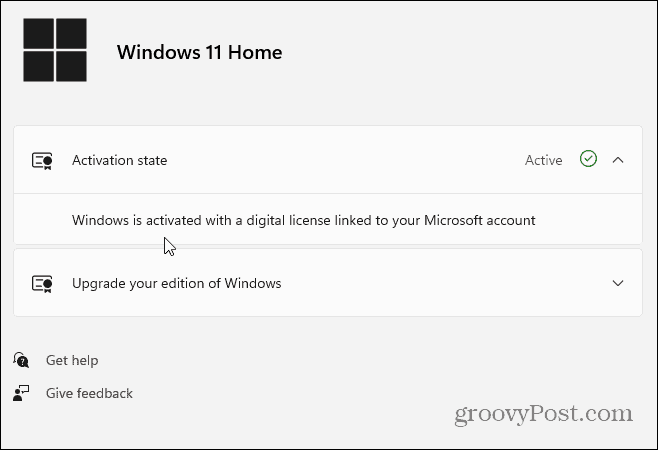 Aktiveerimise olek Windows 11