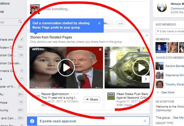 Näib, et Facebook soovitab nüüd seotud lehtede lugusid gruppidesse postitamiseks.