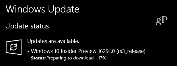 Windows 10 Insider Preview 16291 versioon