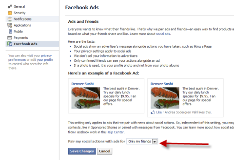 facebooki reklaami seaded