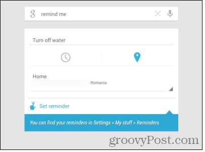Google-Now-location-meeldetuletuse komplekt
