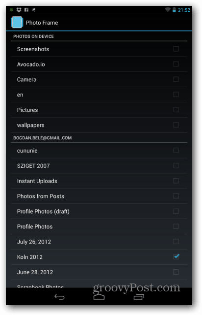 Nexus 7 pildiraami kaustad