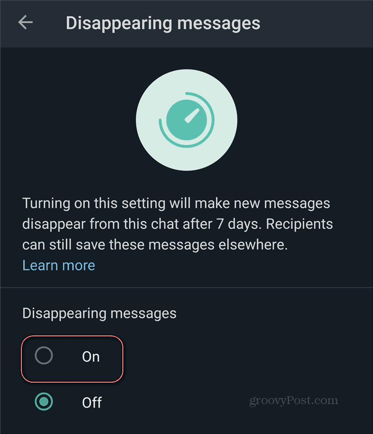 WhatsAppi kaduvate sõnumite lubamine