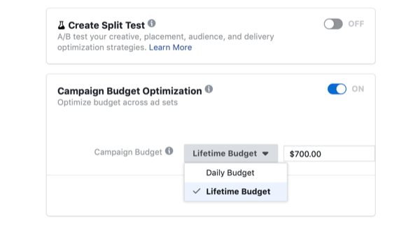 valides välkmüügi päeval kampaania eelarve optimeerimise ja Facebooki kampaania eluaegse eelarve