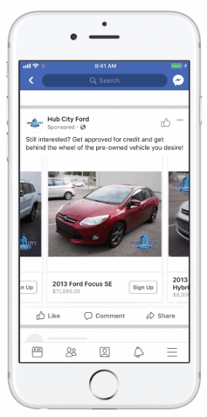 Facebook tutvustas dünaamilisi reklaame, mis võimaldavad autotööstuse ettevõtetel kasutada oma sõidukikataloogi oma reklaamide asjakohasuse suurendamiseks.