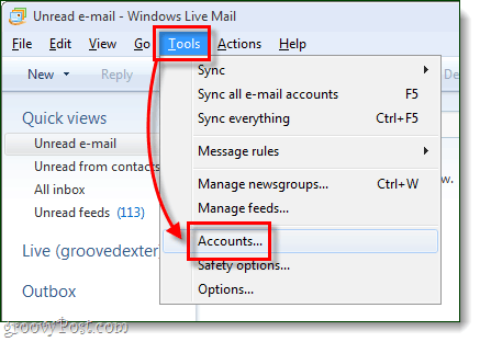 Windows Live'i e-posti tööriistade kontod