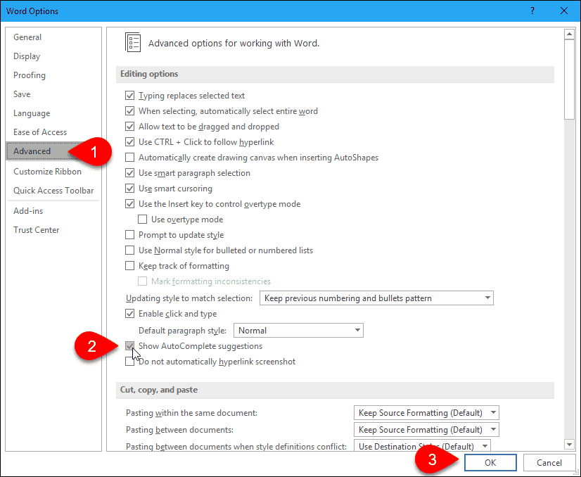 Kuva automaatse täitmise soovitused