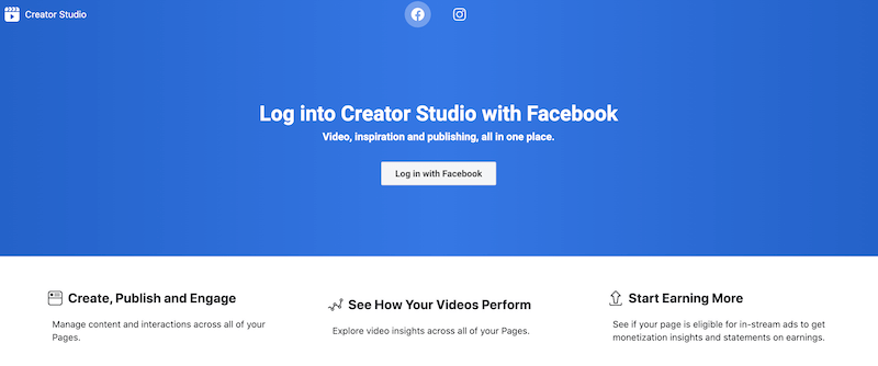 Facebook Creator Studio sisselogimisleht
