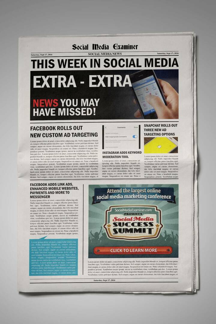 Facebooki kohandatud vaatajaskond sihib nüüd lõuendikuulutuste vaatajaid ja muid sotsiaalmeedia uudiseid 17. septembriks 2016.