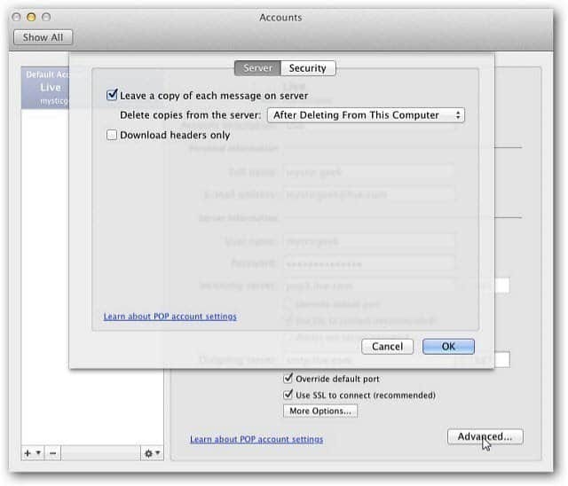 Outlook Mac 2011: e-posti konto kustutamine