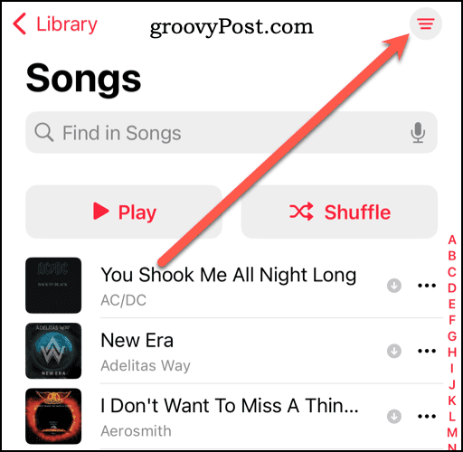 Rohkem valikute ikoon Apple Musicu teegis