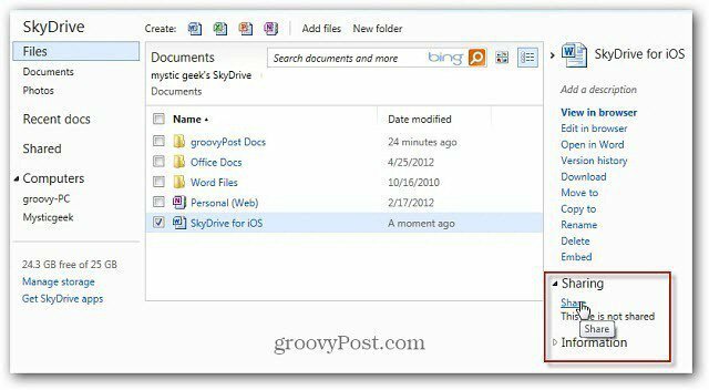 Jagage SkyDrive-faile lühendatud URL-iga