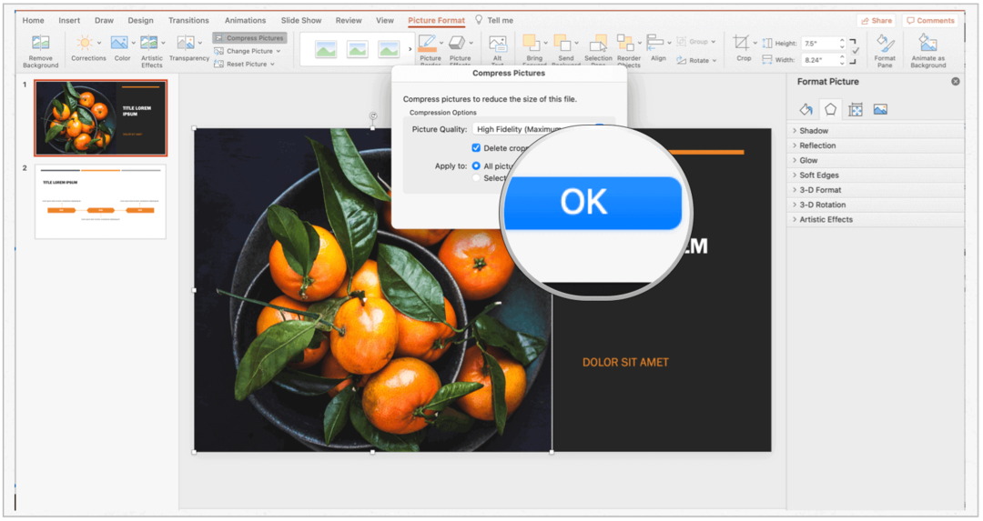 PowerPoint Mac tihendab valikut