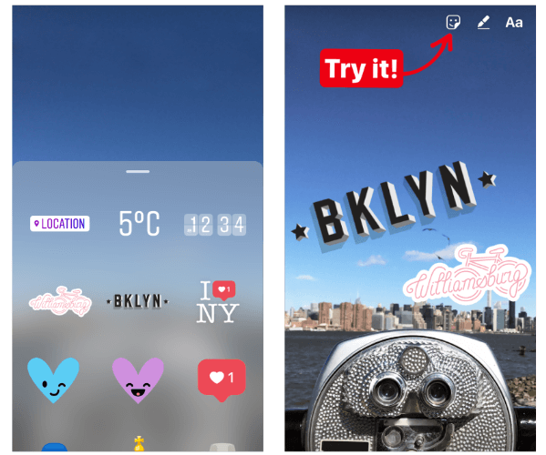 Instagram tõi New Yorgi ja Jakarta jaoks välja Instagrami lugude varajase versiooni geokleebistest. 