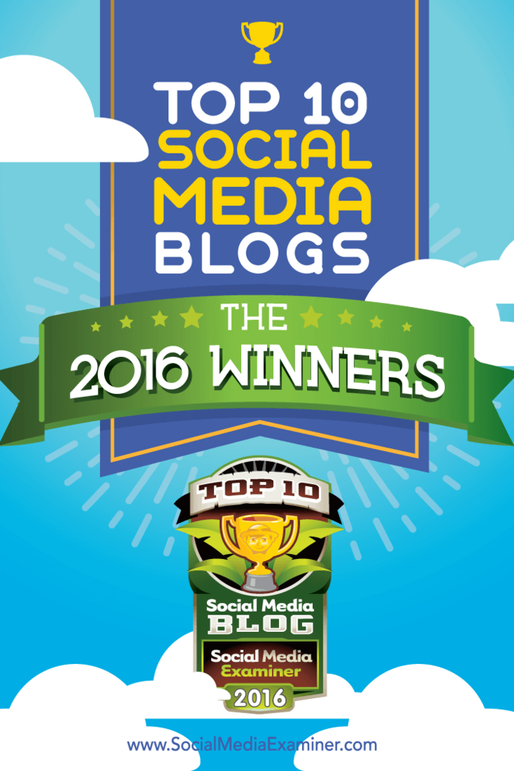 2016. aasta sotsiaalmeediablogi võitjate esikümme