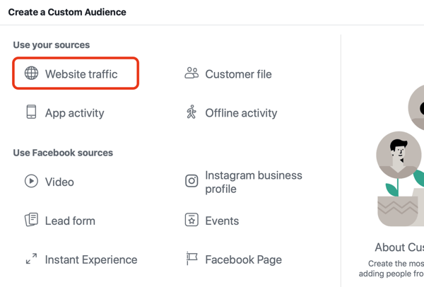 Kasutage Facebooki reklaame, et reklaamida inimesi, kes külastavad teie veebisaiti, 2. samm.