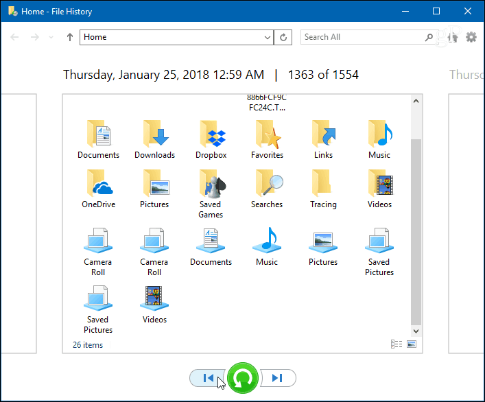 Windows 10 failiajalugu