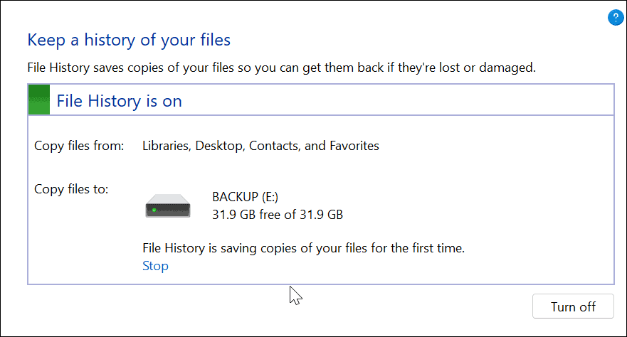 failiajaloo seadistamine Windows 11-s