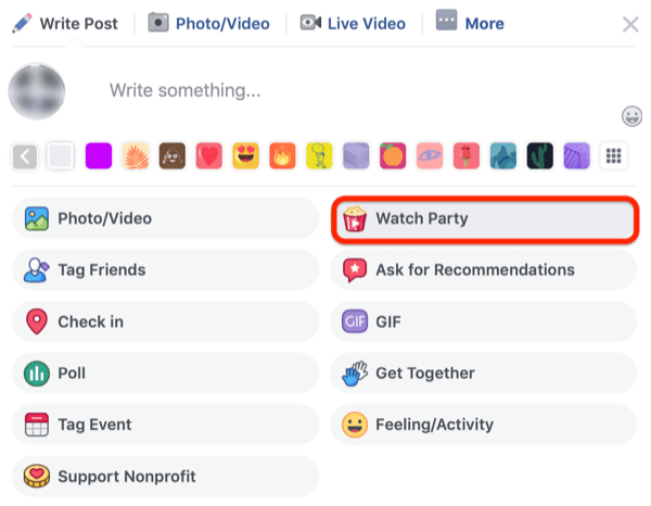 1. samm, kuidas käivitada Facebook Watch Party Facebooki grupis