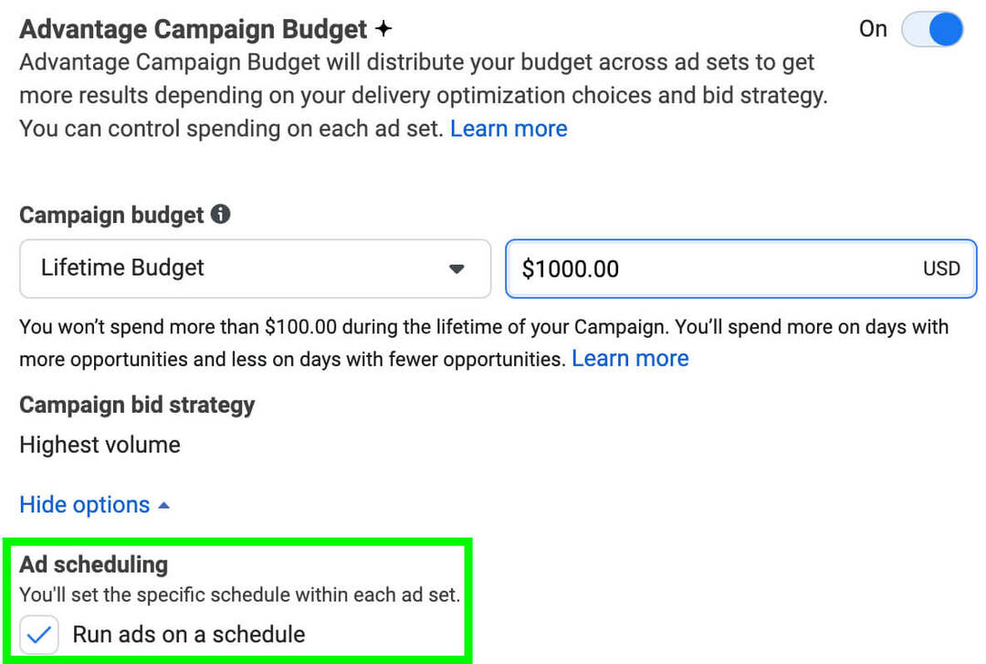 kuidas-käivitada-helista-reklaame-facebook-loo-loo-ajakava-käita-reklaamid-ajakavas-kastis-enable-advantage-campaign-eelarve-reklaamide ajastamise-näide-6